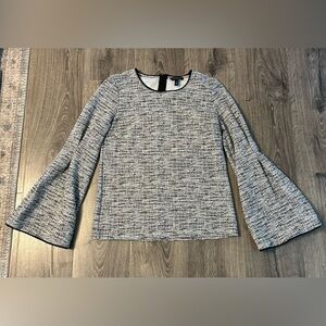 Banana Republic Bell Sleeve Top Blouse Black and White